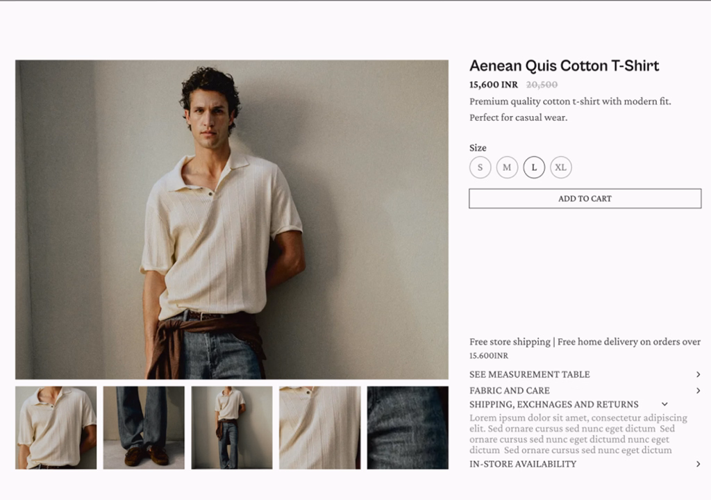 To&Fro e-commerce product detail